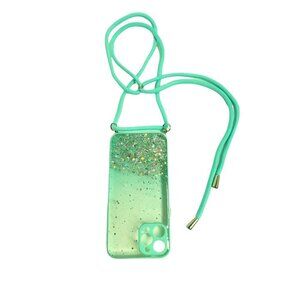 Sequin iPhone 12 Pro Max Crossbody Phone Case with Metal Accent Lanyard Apple
